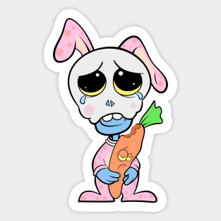 Cute Slluks character skulls is ready for carrot illustration Sticker